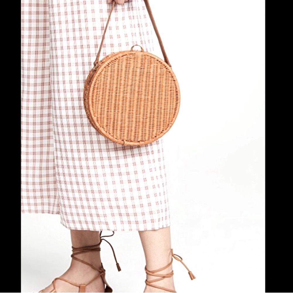 Serpui straw wicker bag round Marie style